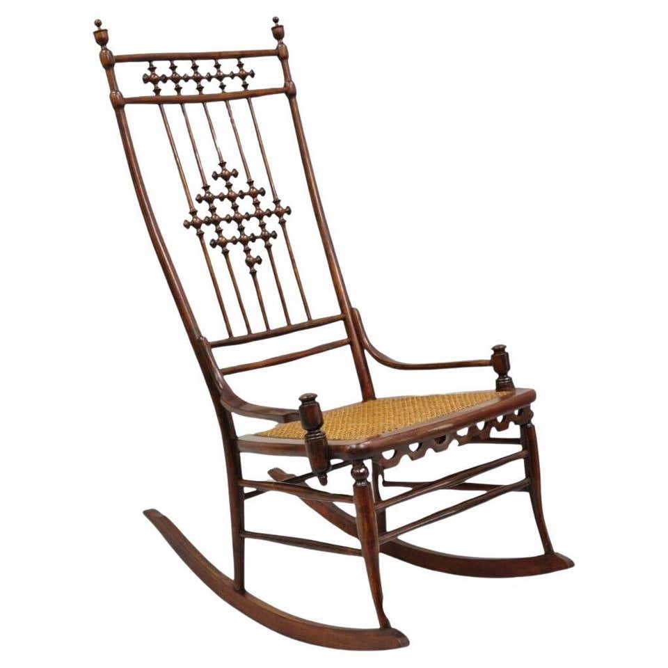 Foldable Old Rocking Chair Antique Eastlake Victorian Walnut Small Child's Folding Rocker Rocking ...