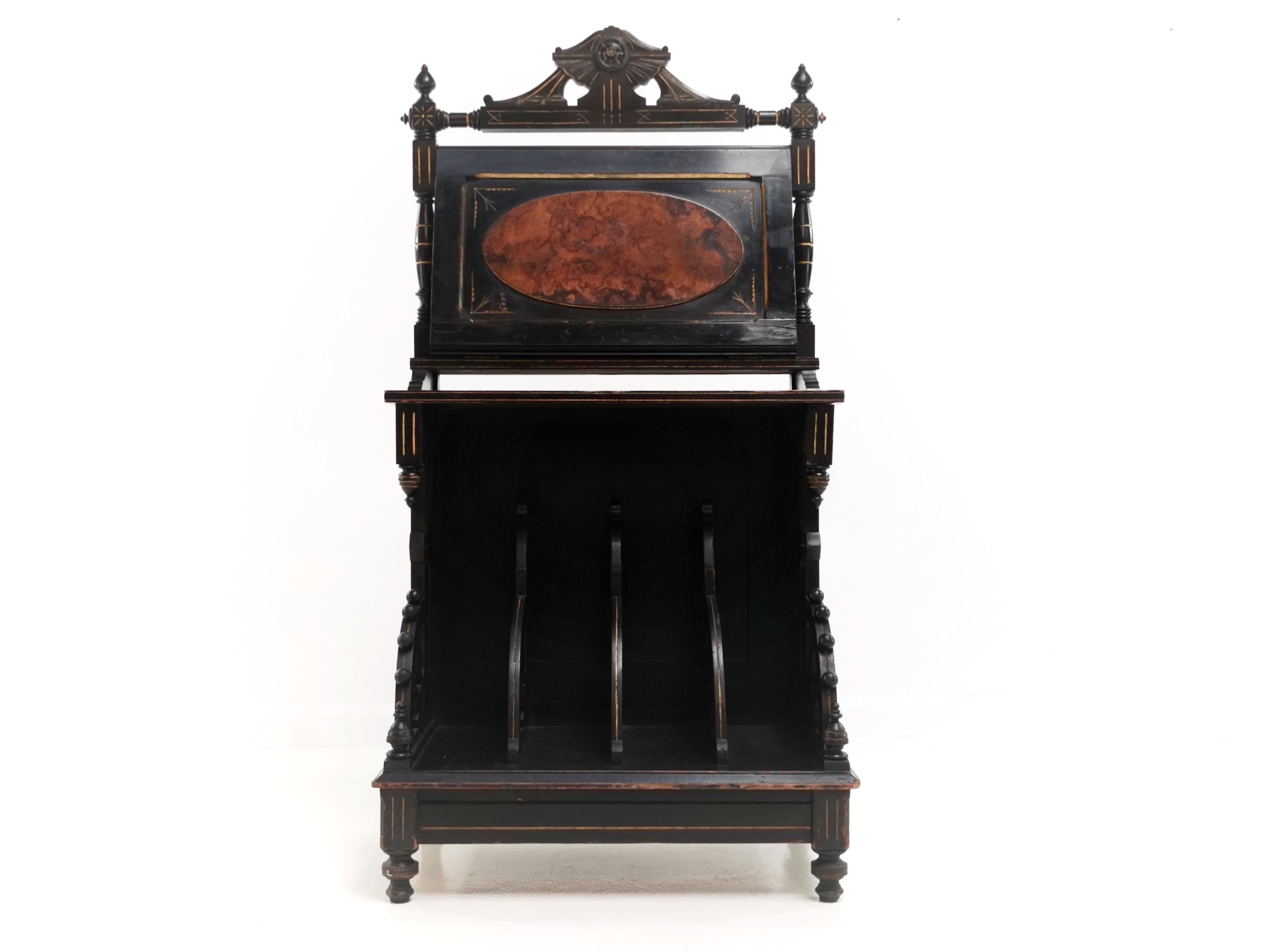 British Victorian Aesthetic Movement Ebonized Canterbury Sheet Music Stand For Sale