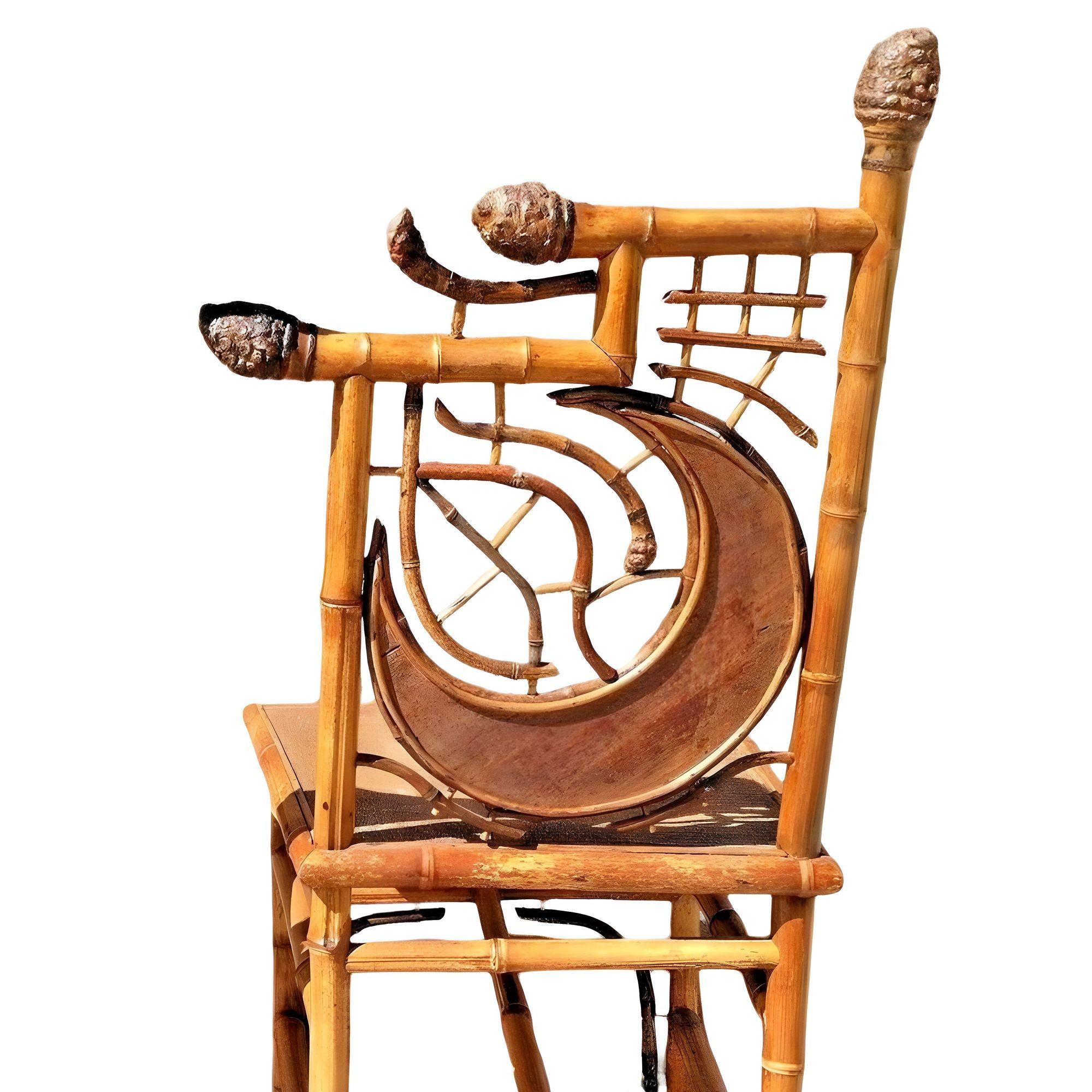 English Victorian Aesthetic Movement Half Moon Bamboo Side Chair