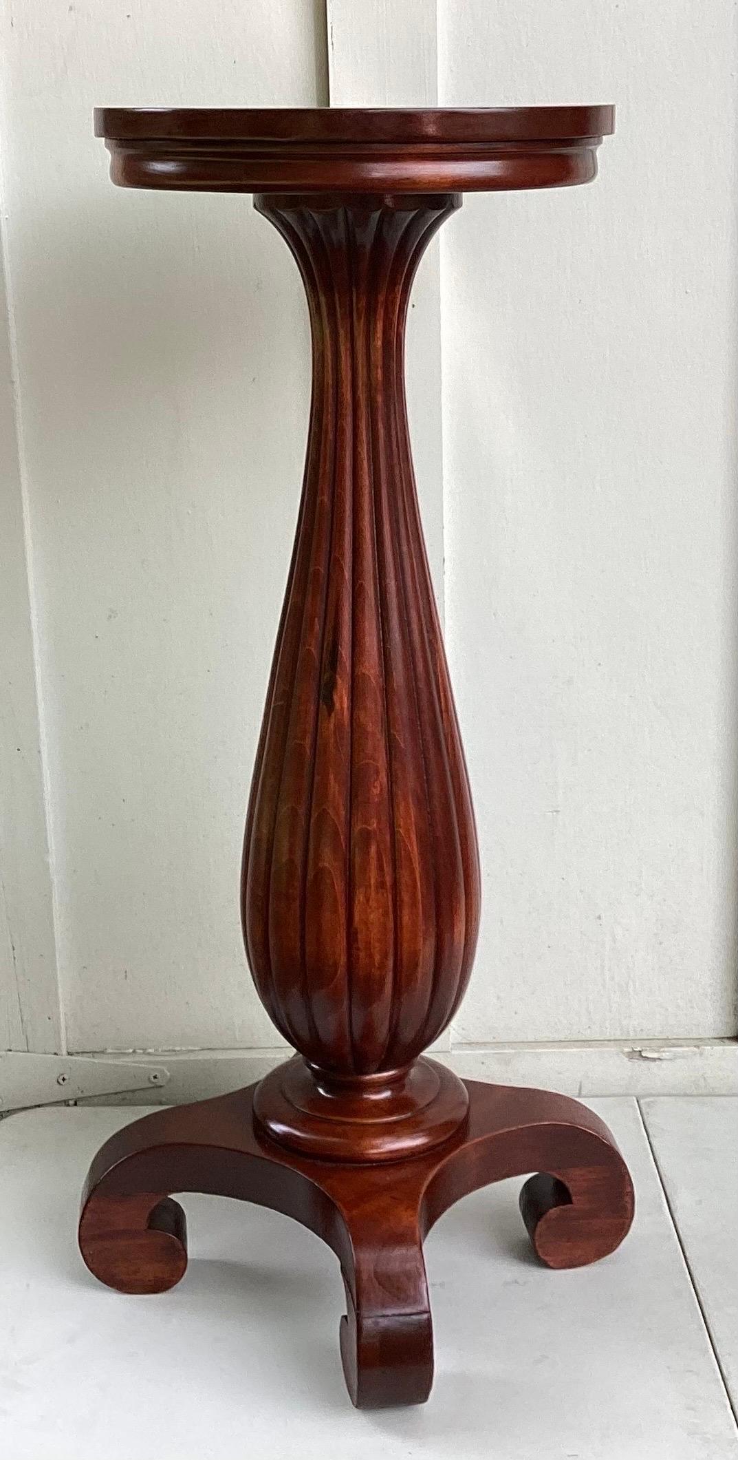Victorian Aesthetic Movement Red Mahogany Pedestal or Plant Stand. Nice Ribbed base. 35 1/2
