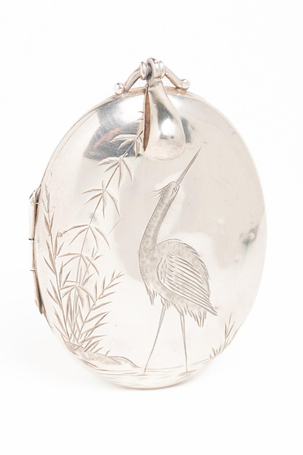 Victorian Aesthetic Movement Sterling Silver Bird Locket For Sale 1