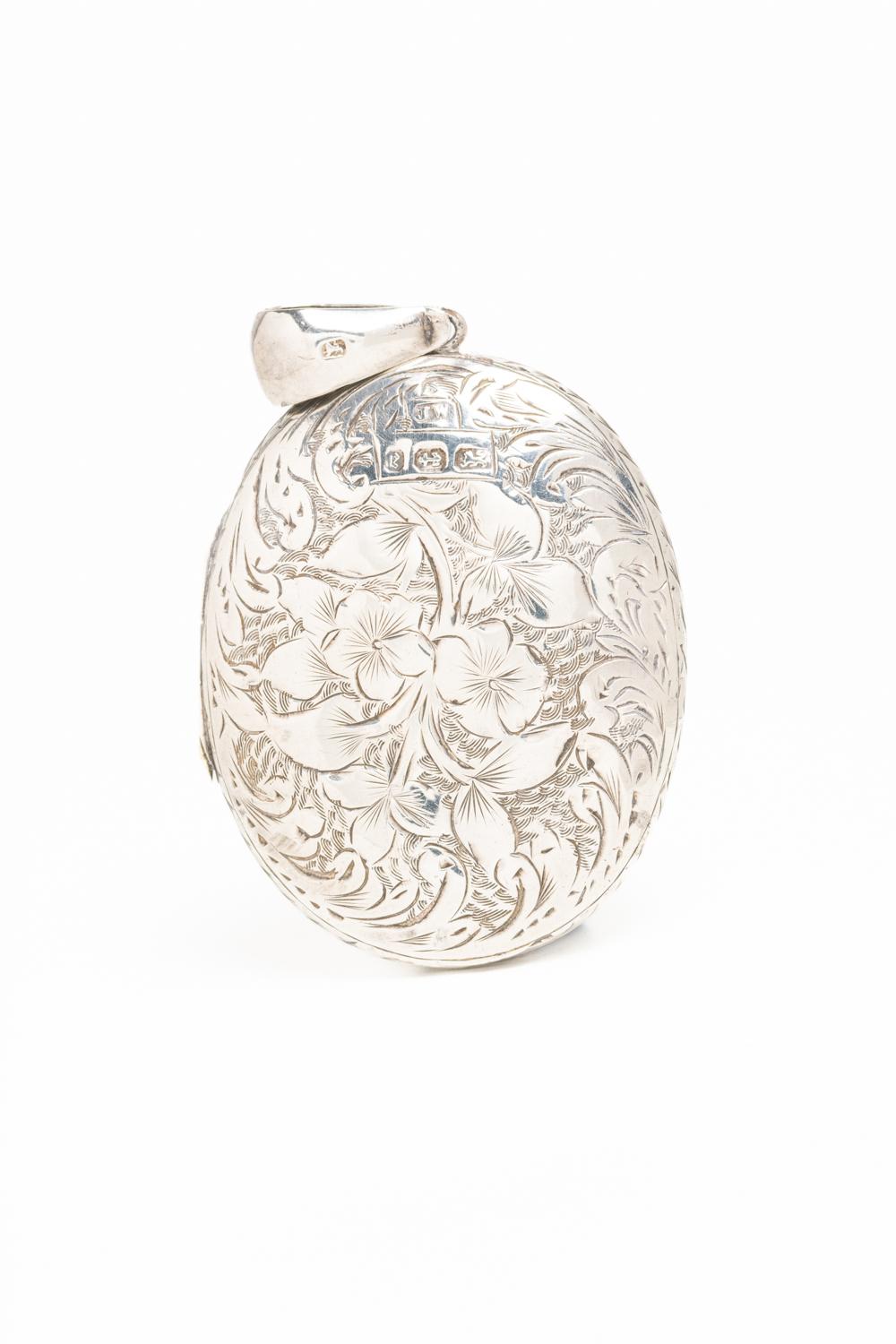Women's Victorian Aesthetic Movement Sterling Silver Floral Locket For Sale