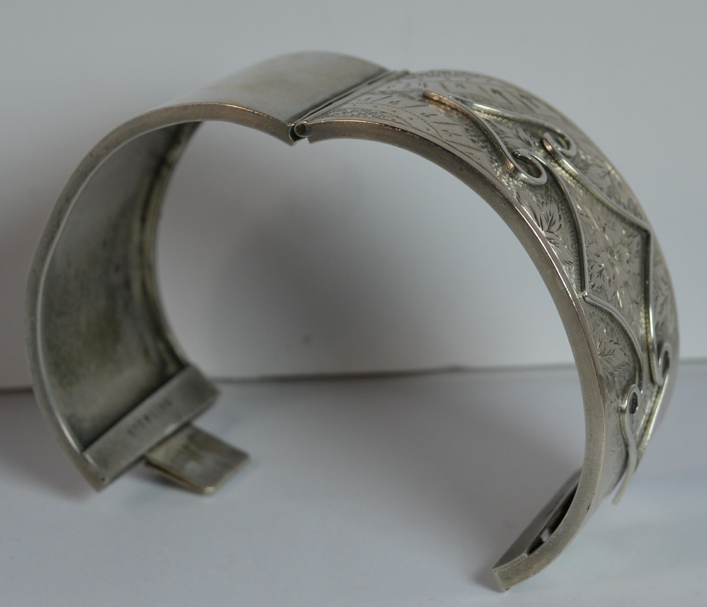 Victorian Aesthetic Period Silver Bangle 8