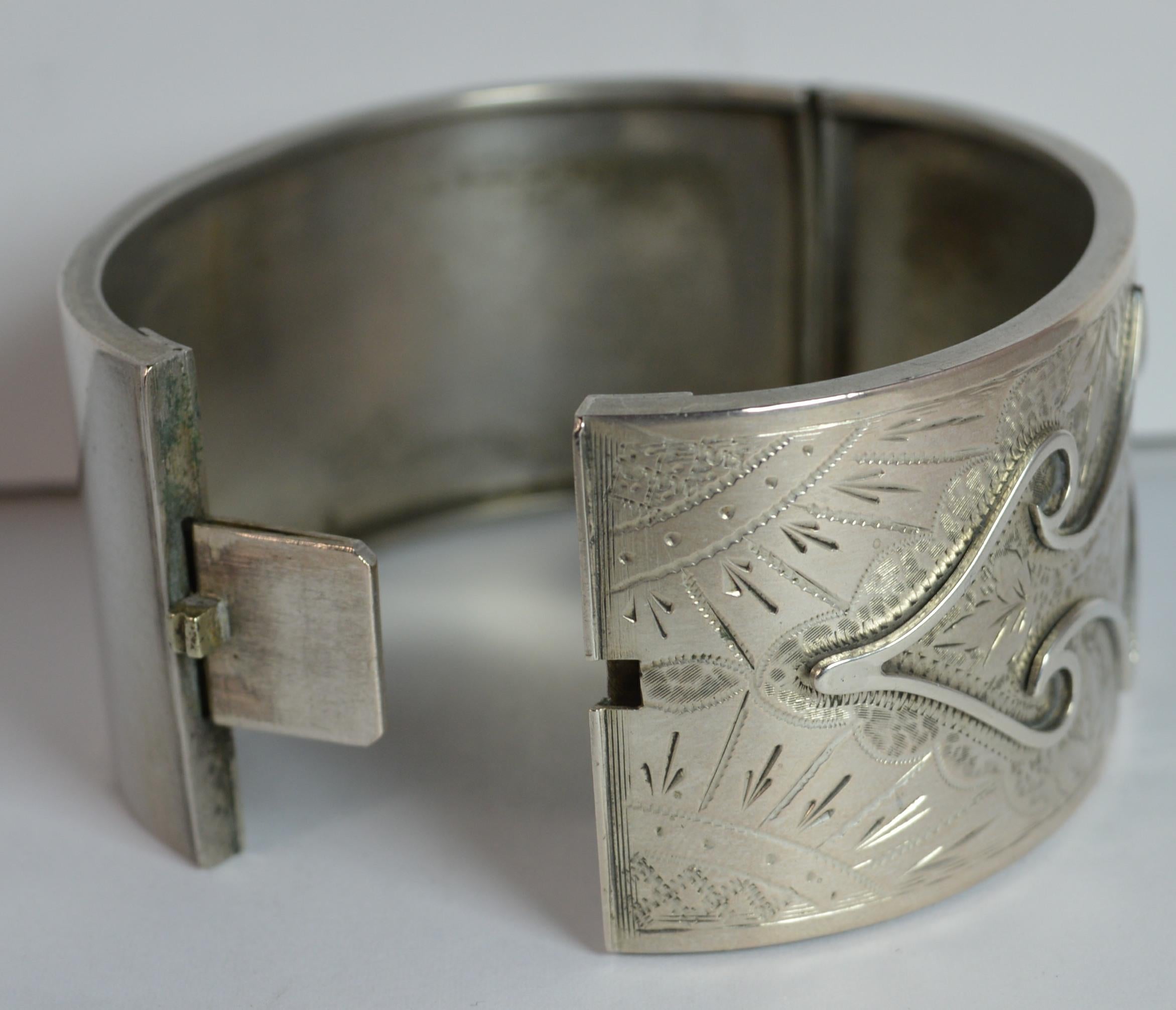 Victorian Aesthetic Period Silver Bangle 9