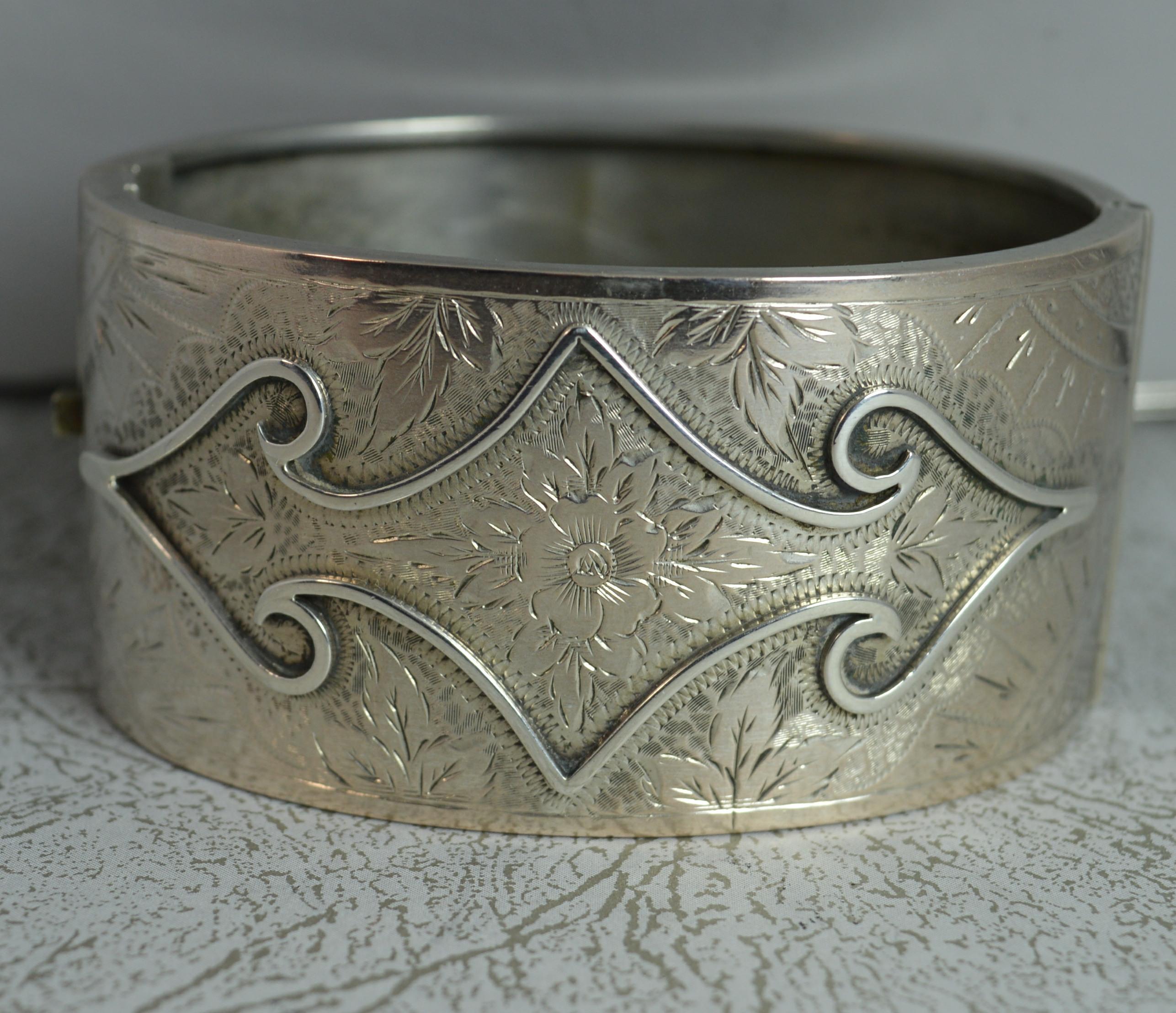Victorian Aesthetic Period Silver Bangle 2
