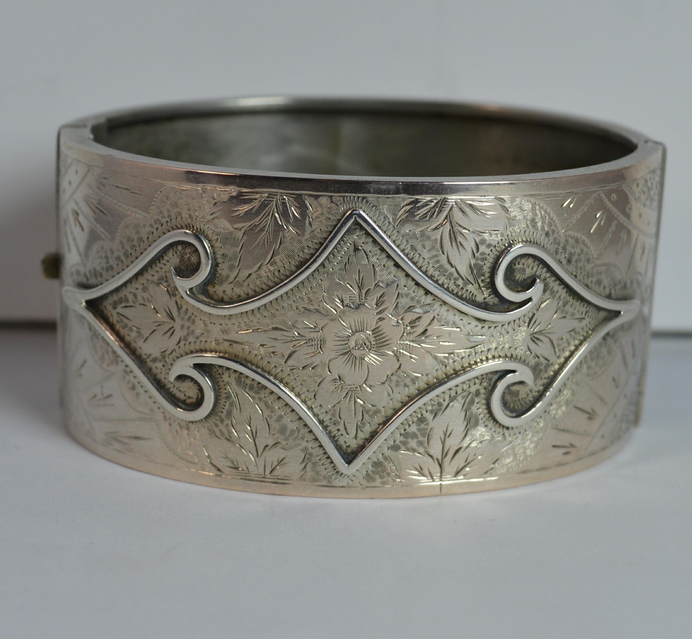 Victorian Aesthetic Period Silver Bangle 3