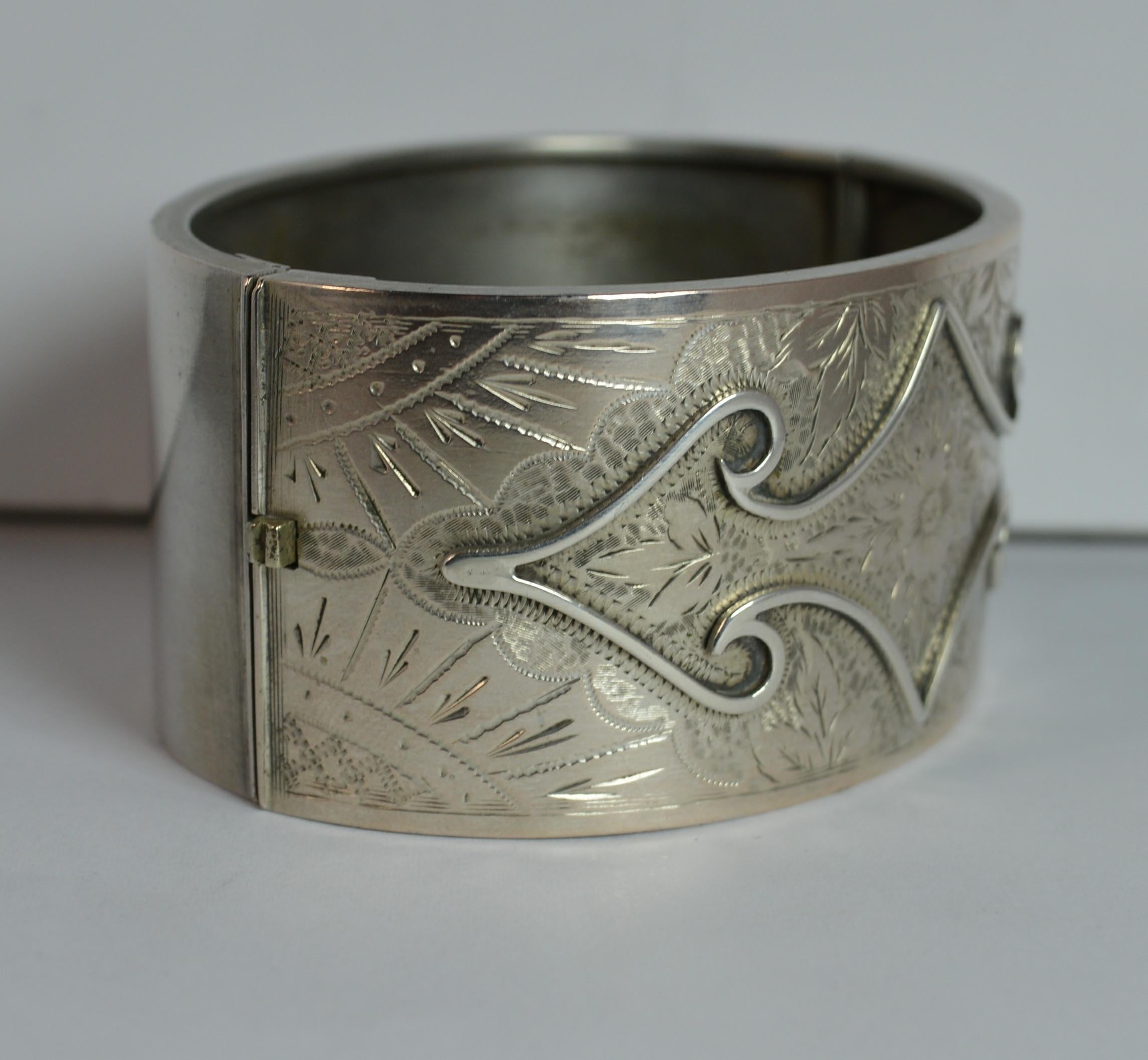 Victorian Aesthetic Period Silver Bangle 4