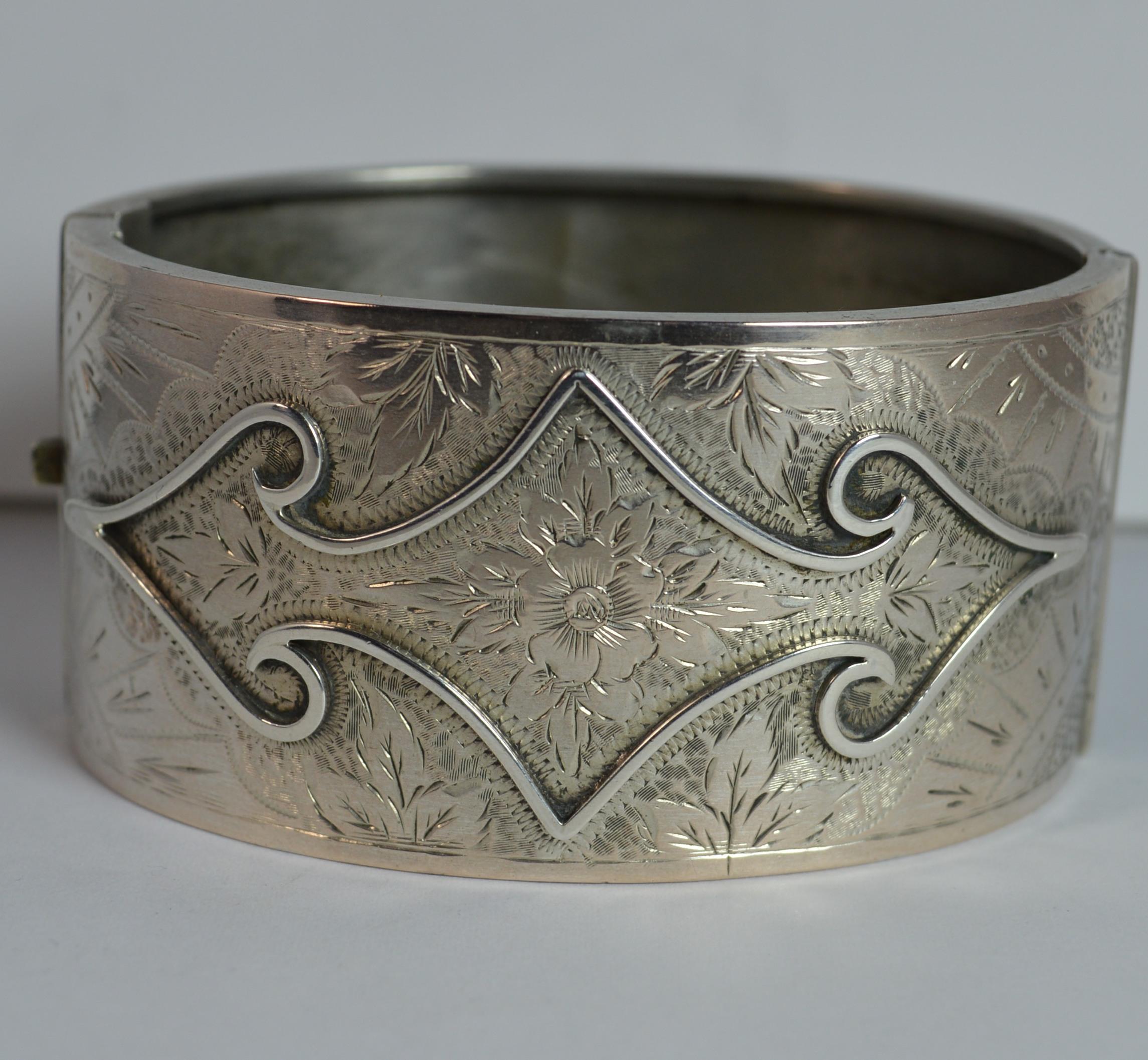 Victorian Aesthetic Period Silver Bangle 5