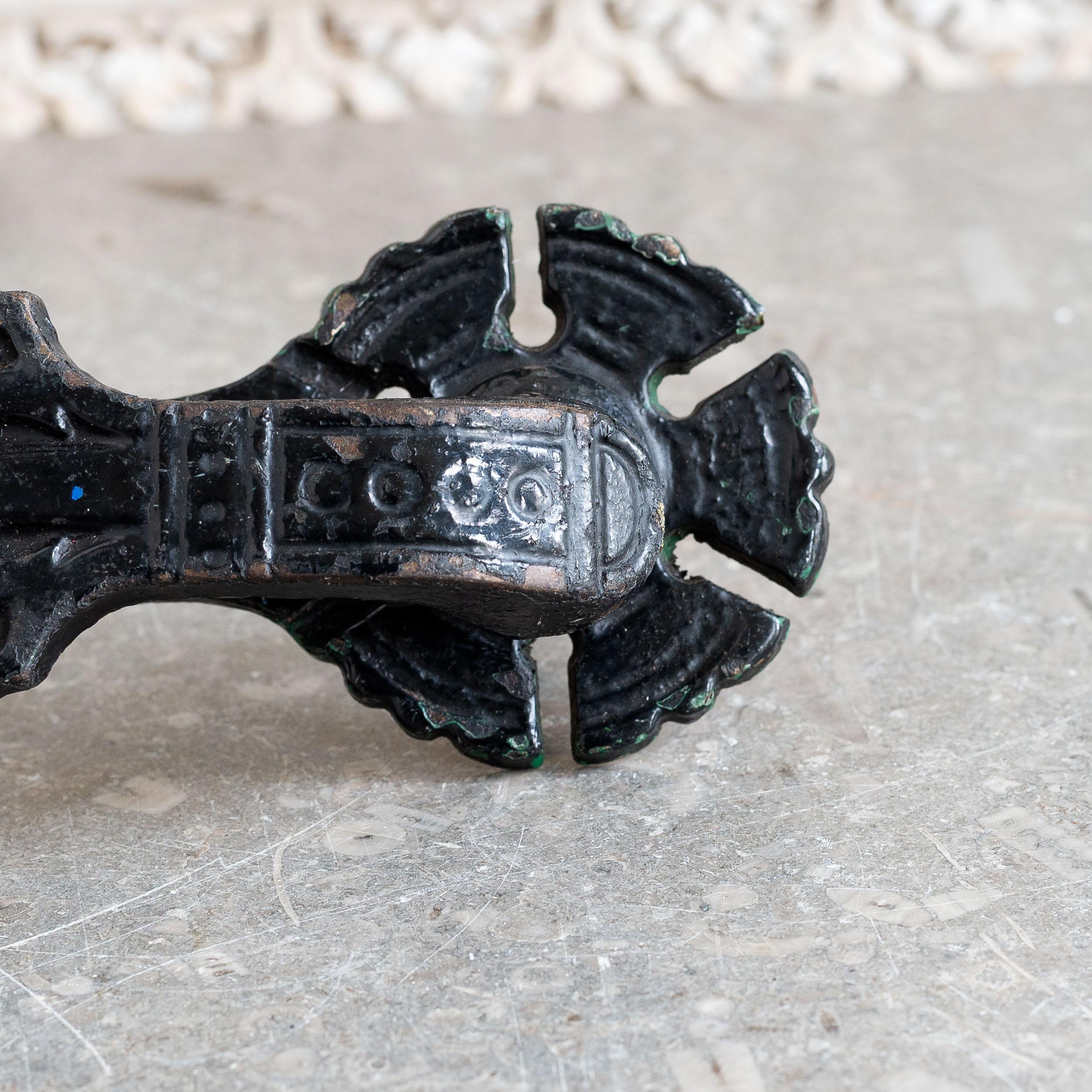 English Victorian Aesthetic Period Cast Iron Door Knocker by Kenrick For Sale