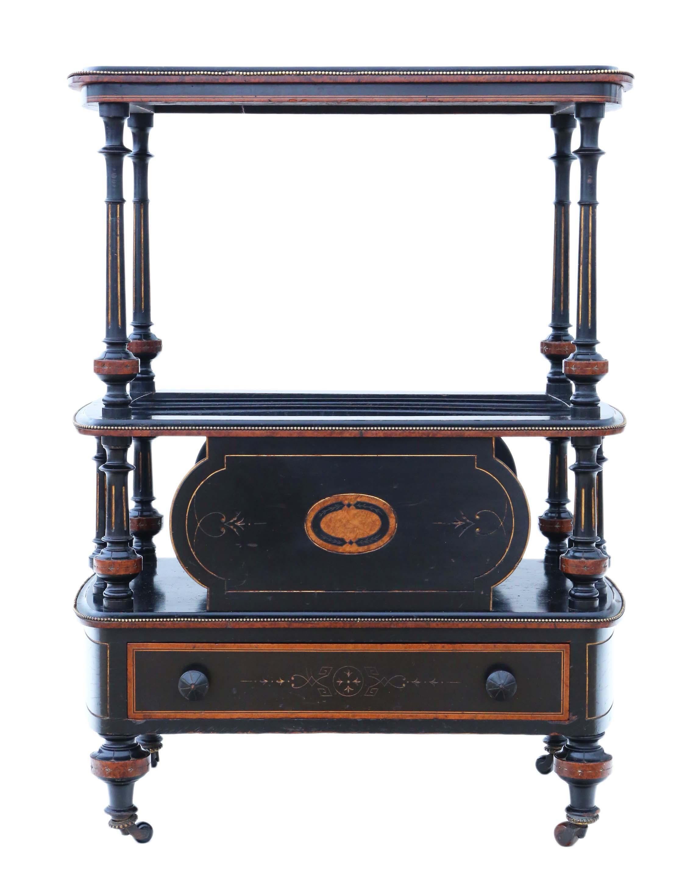 Late 19th Century Victorian Aesthetic Quality Inlaid Amboyna Canterbury Whatnot from circa 1880, A For Sale