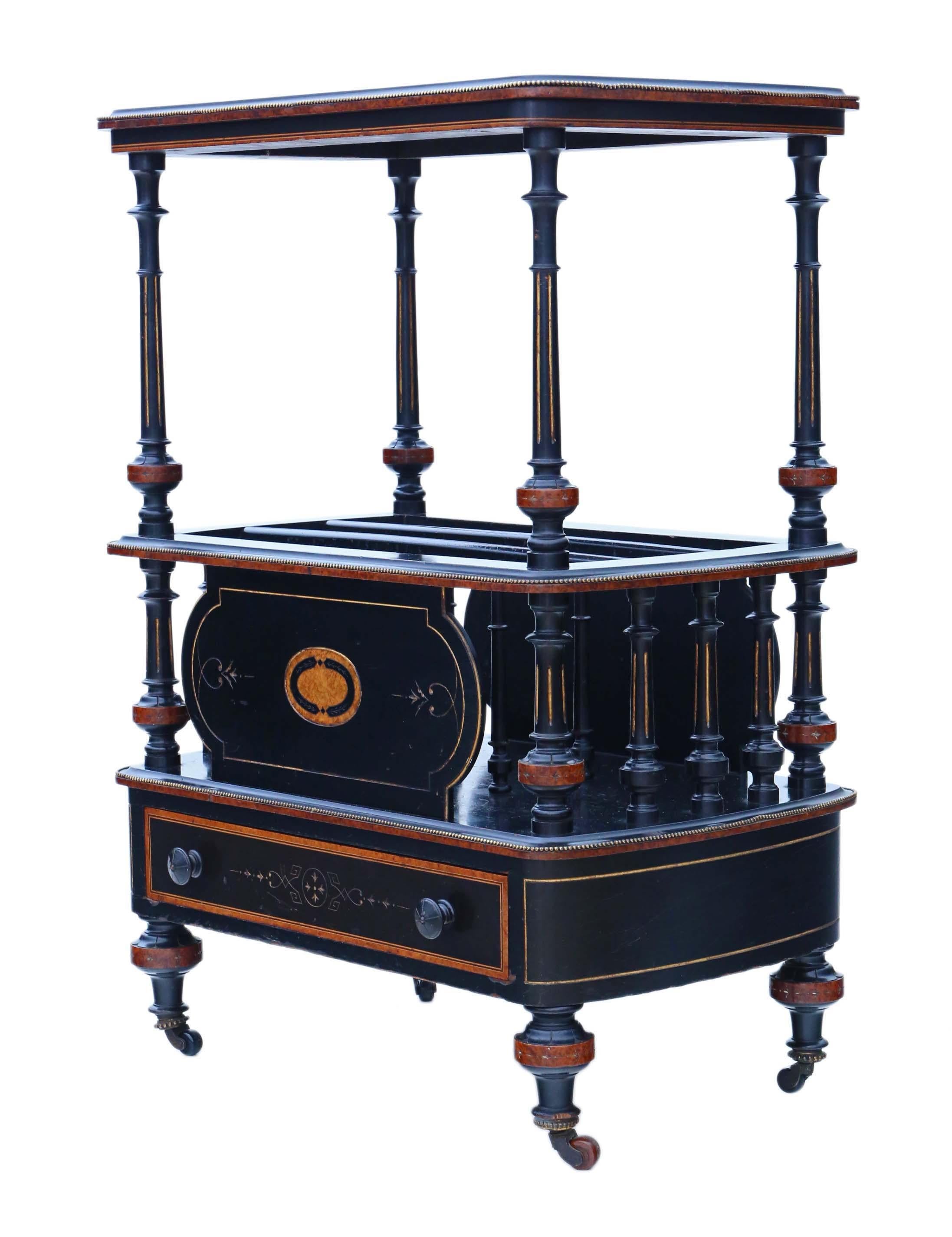 Victorian Aesthetic Quality Inlaid Amboyna Canterbury Whatnot from circa 1880, A For Sale 3