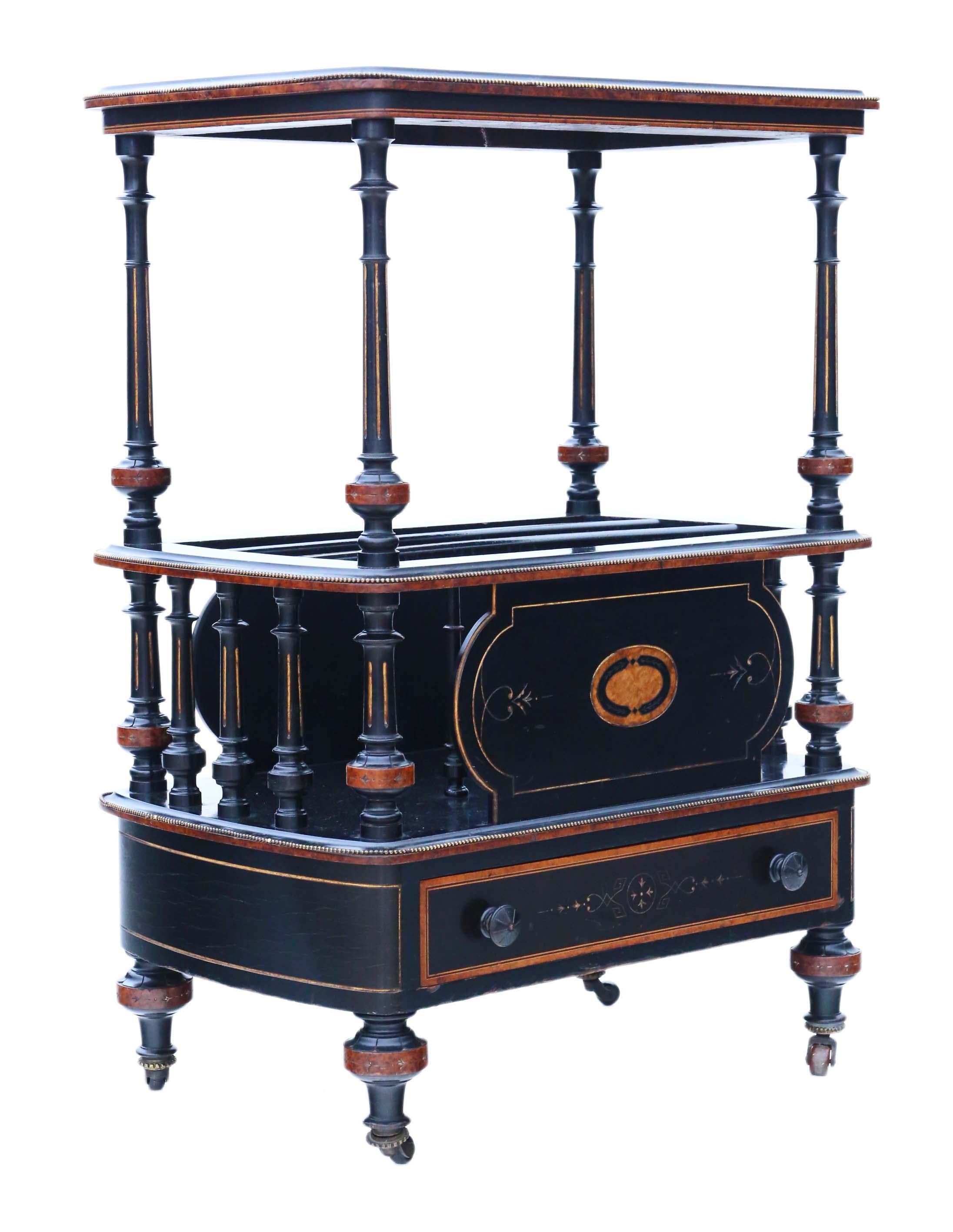 Victorian Aesthetic Quality Inlaid Amboyna Canterbury Whatnot from circa 1880, A For Sale 4