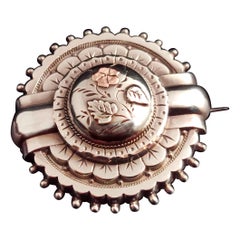 Victorian Aesthetic Silver Locket Brooch, Target, Floral, Rose Gold