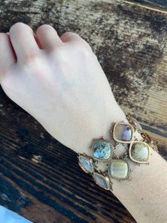 Bracelet victorien en agate et médaillon en or