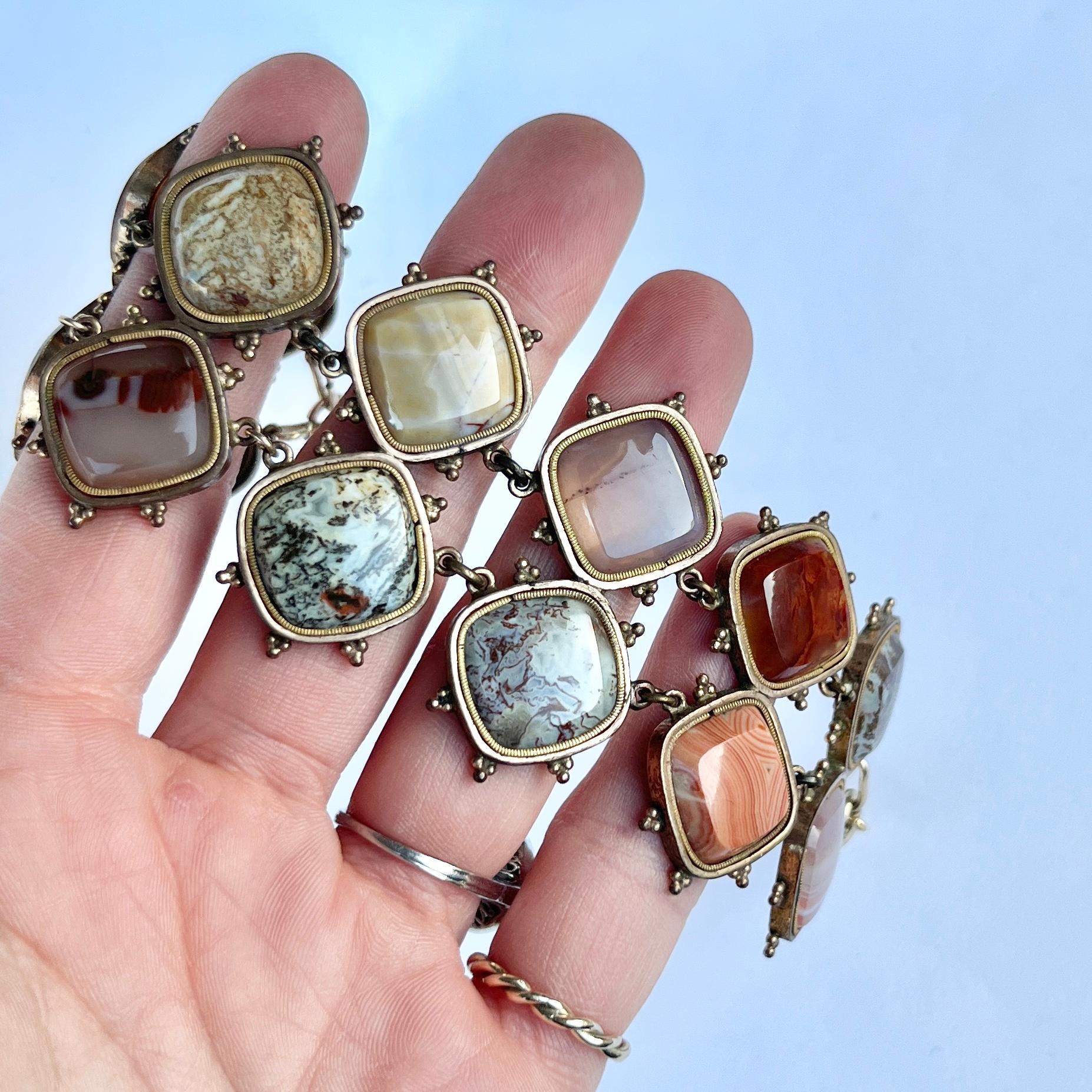 Uncut Victorian Agate and Gold Locket Bracelet