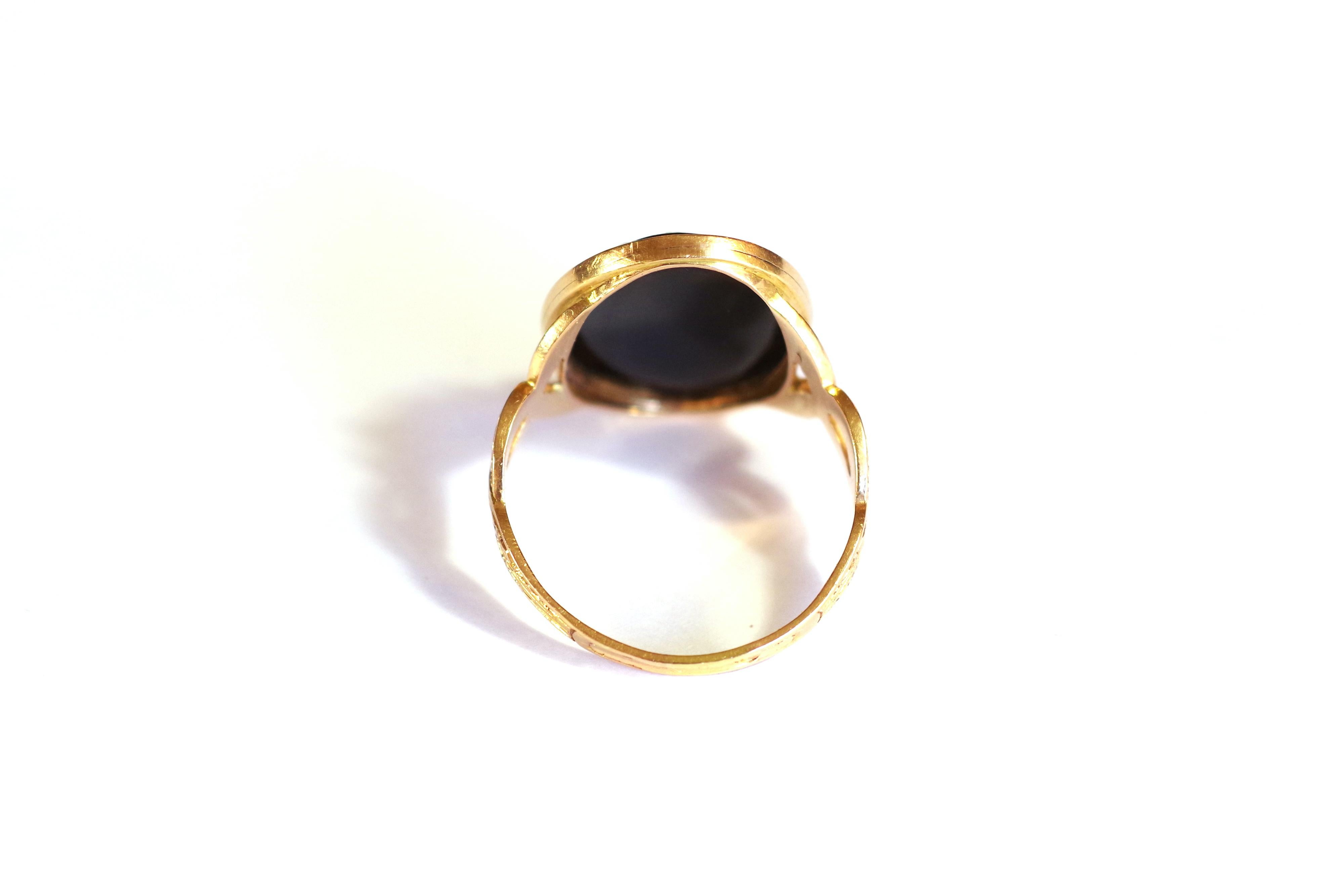 black cameo ring