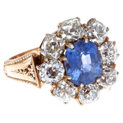 Victorian AGL 2::99 Karat Burma keine Hitze Saphir Diamant 14 Karat Rose Gold Ring