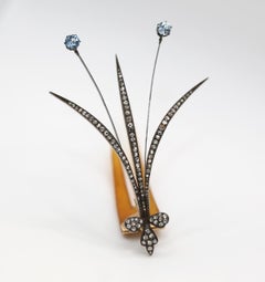 Victorian Aigrette Lily Comb Trembling Sapphires Old-cut Diamonds, 1880