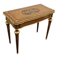 Victorian Amaranth Kingwood, Parquetry and Marquetry Fold-Over Games Table