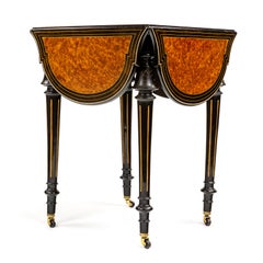 Victorian Amboyna and Ebonised Card Table in the Style of Gillow