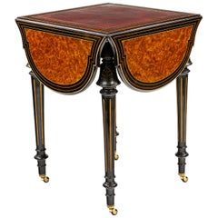 Victorian Amboyna and Ebonised Card Table in the Style of Gillow