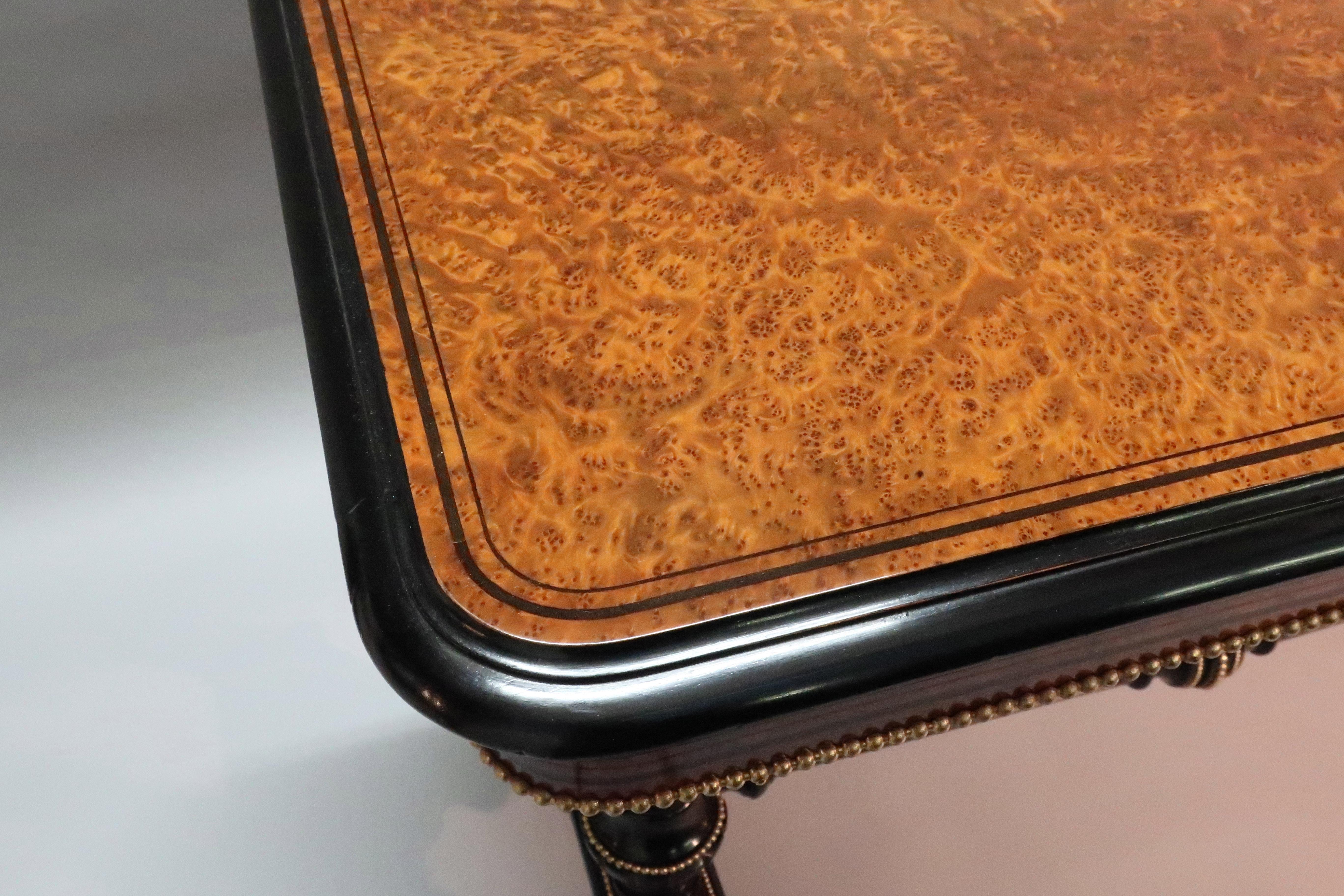 Gilt Victorian Amboyna and Ebonised Occasional Side Table Attributed to Gillows