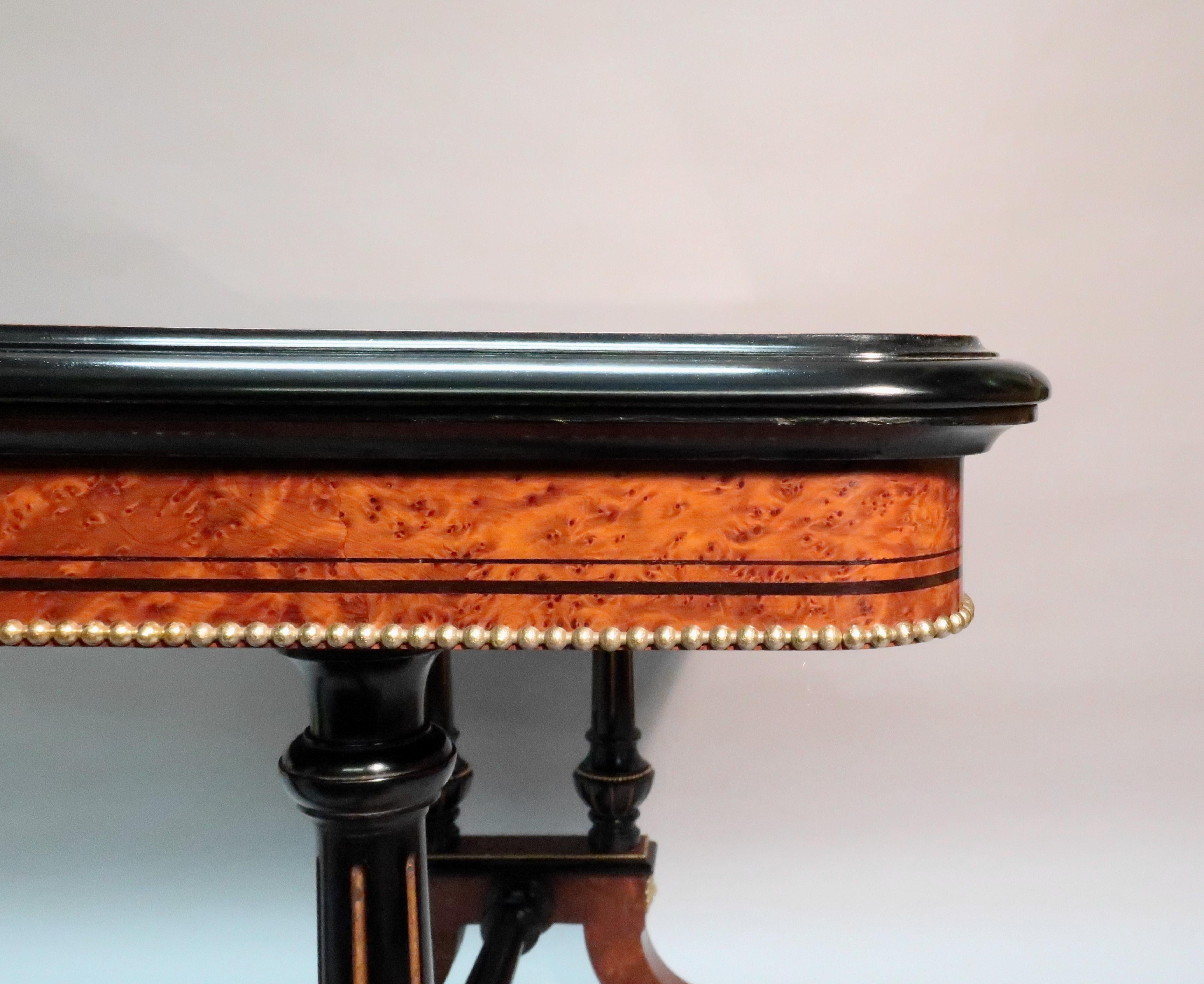 Victorian Amboyna and Ebonised Occasional Side Table Attributed to Gillows 1