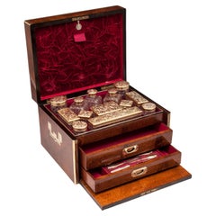 Victorian Amboyna Silver Gilt Dressing Box