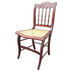 Victorian American Flame Mahogany with Inlays Spindle Back and Cane Seat Chair