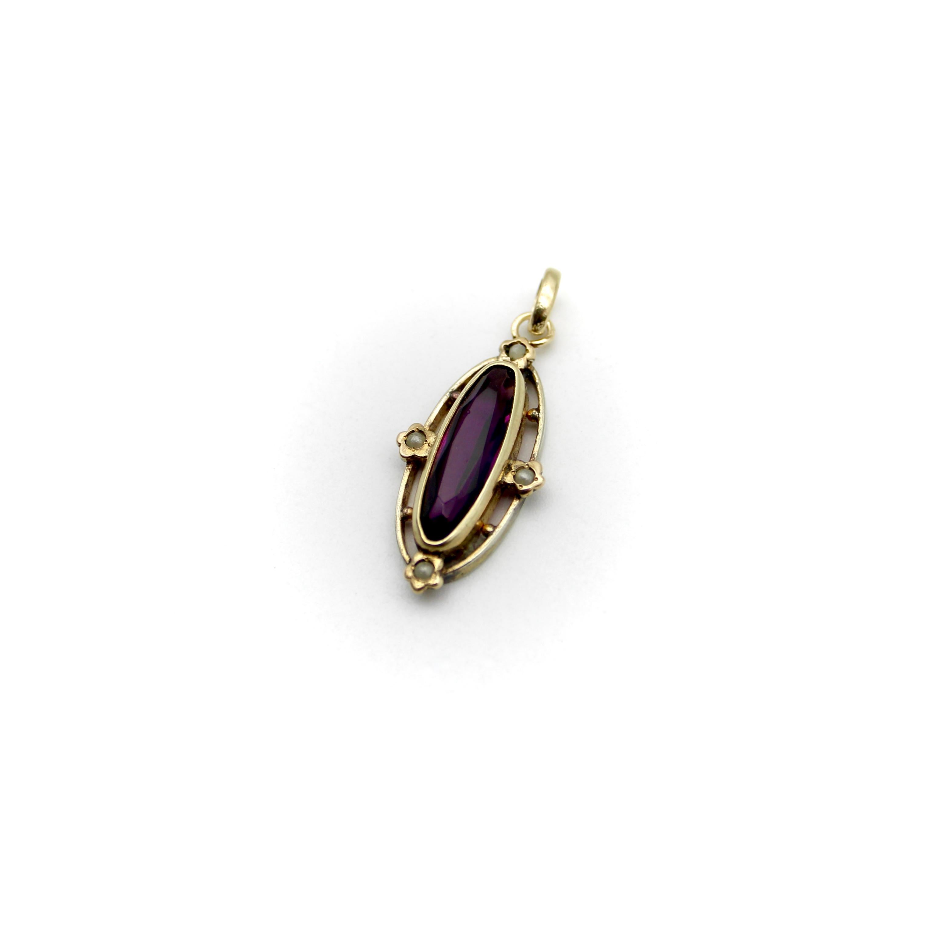 Women's Victorian Amethyst 14K Gold and Silver Pendent 