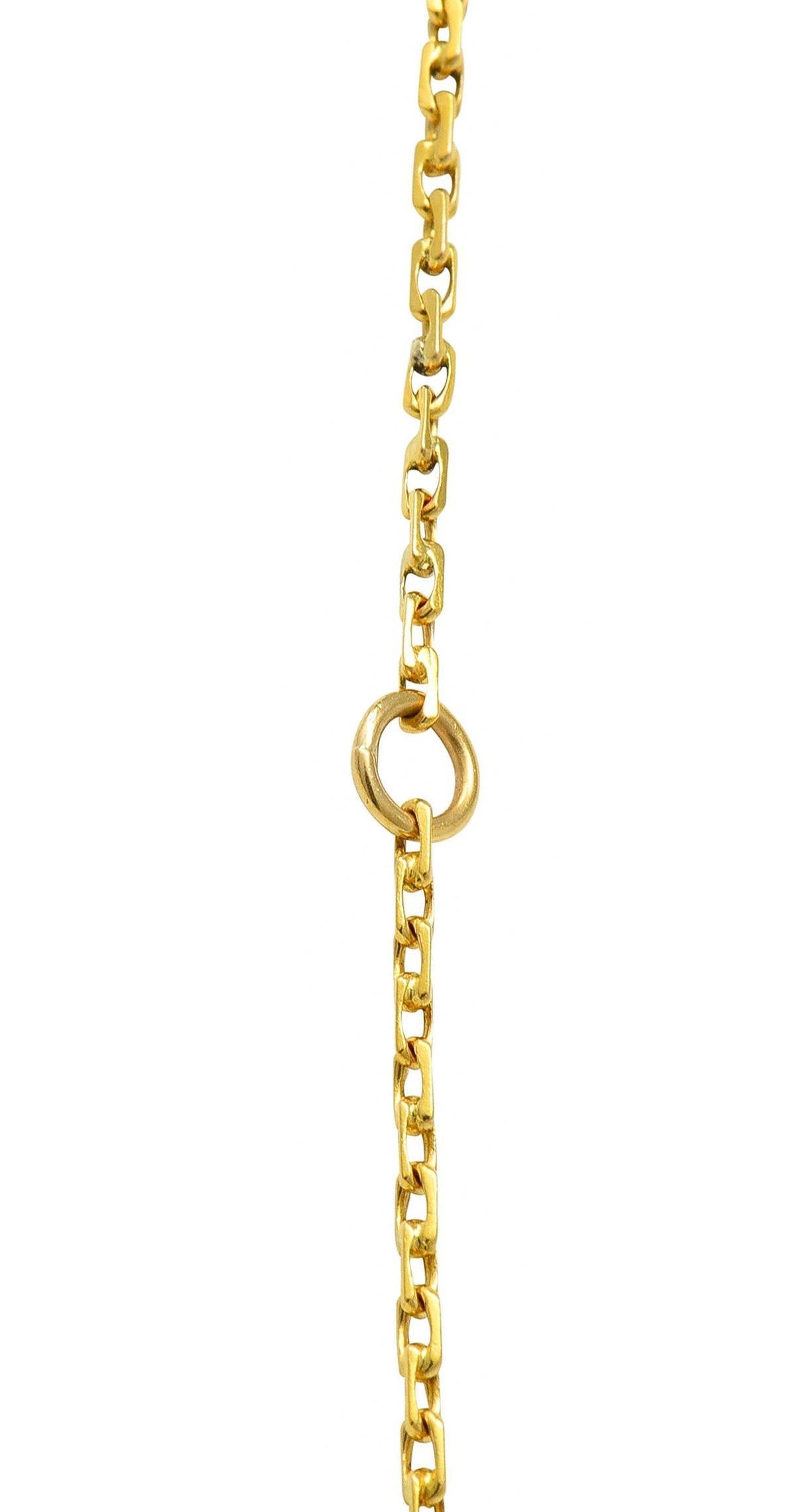Victorian Amethyst 18K Yellow Gold 59 IN Long Antique Station Chain Necklace For Sale 2
