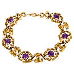 Victorian amethyst 18k yellow gold bracelet