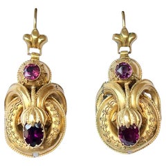 Victorian Amethyst 9 Carat Yellow Earrings