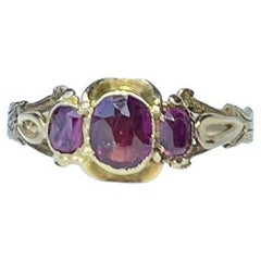 Victorian Amethyst and 18 Carat Gold Three Stone Ring