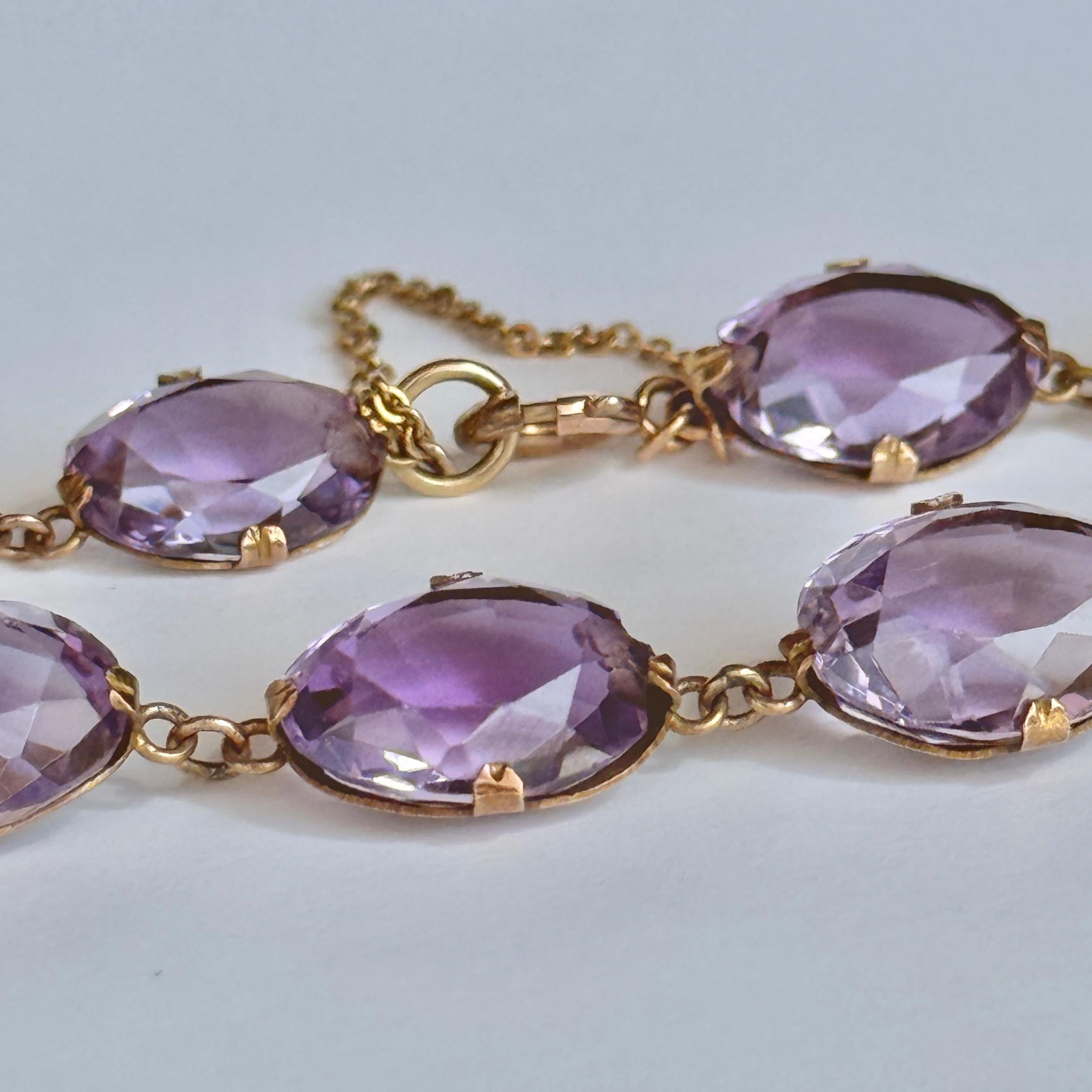 Bracelet victorien en améthyste et or 9 carats Pour femmes en vente