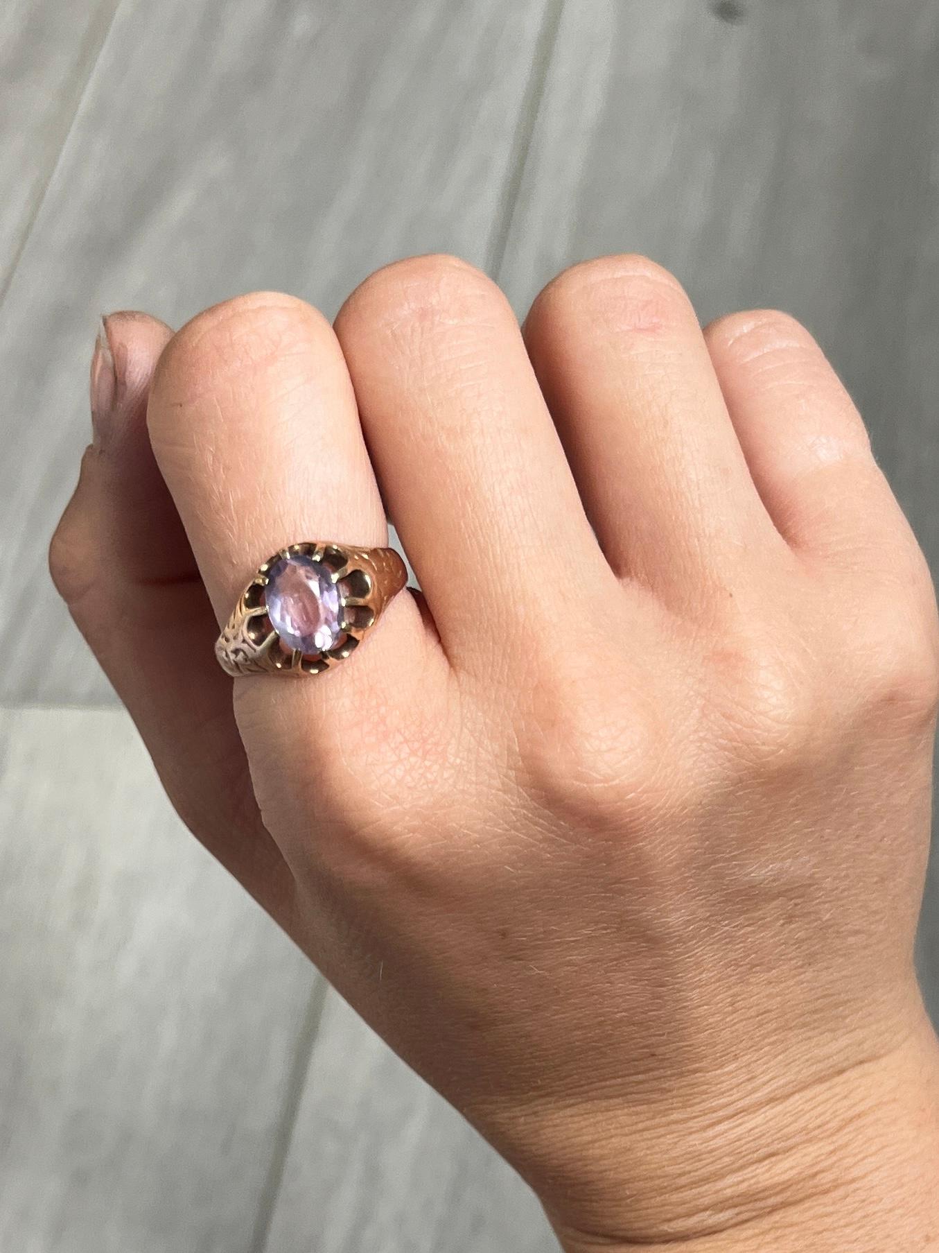 Oval Cut Victorian Amethyst and 9 Carat Gold Cocktail Ring For Sale