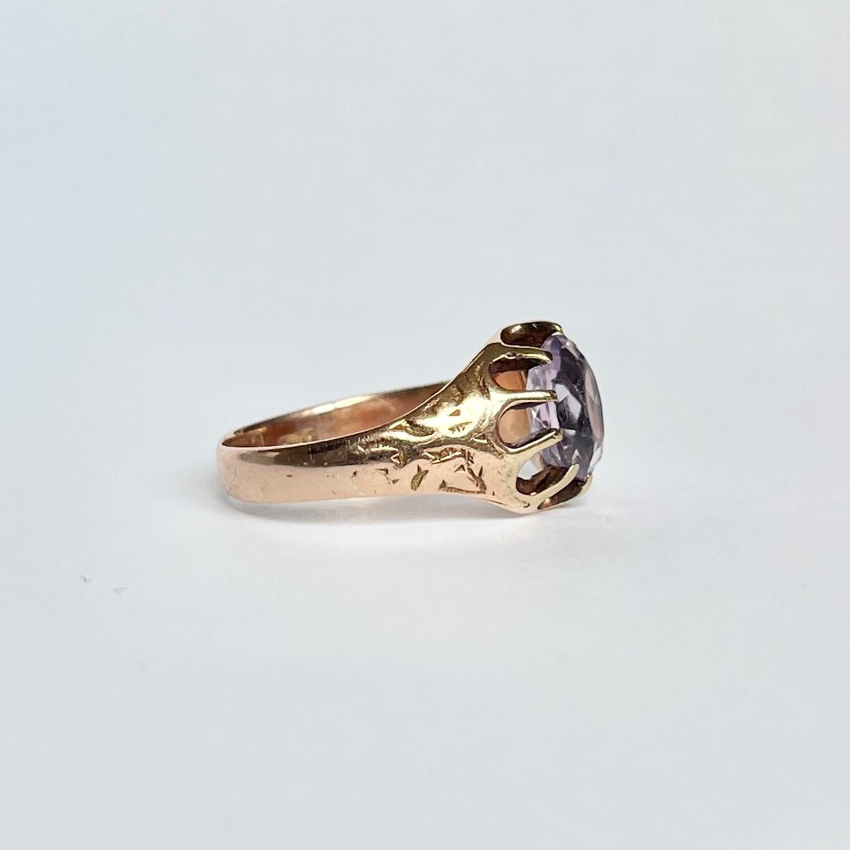 Women's Victorian Amethyst and 9 Carat Gold Cocktail Ring For Sale