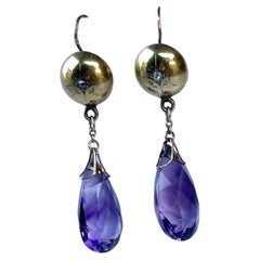 Boucles d'oreilles victoriennes en améthyste et or 9 carats