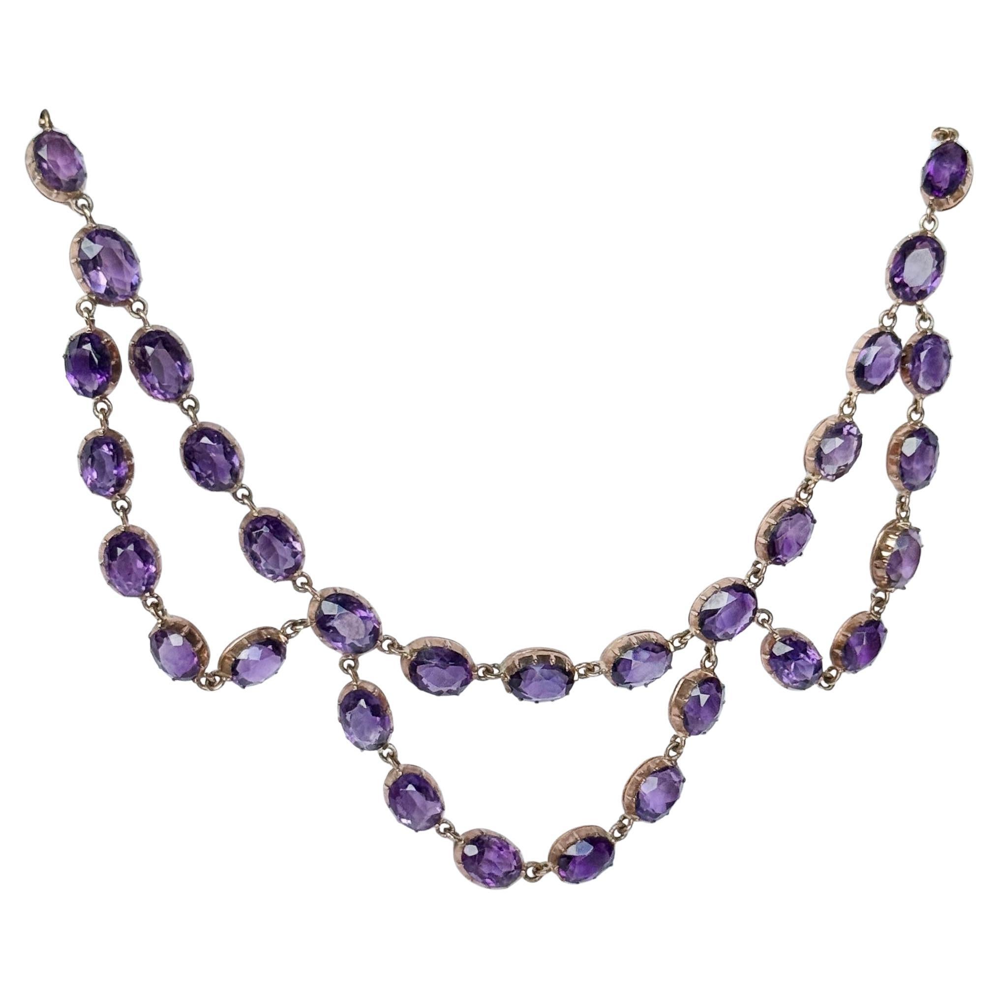 Rivière victorienne en améthyste et or 9 carats