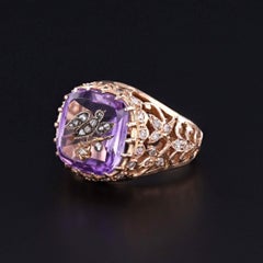 Victorian Amethyst and Bird Ring of 18k Gold