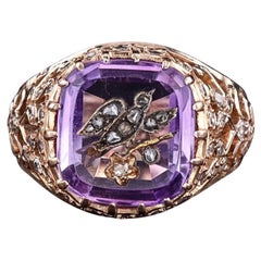 Victorian Amethyst and Bird Ring of 18k Gold