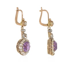 Boucles d'oreilles victoriennes en améthyste et diamant