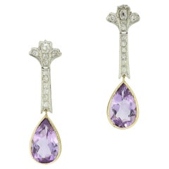 Victorian Amethyst and Diamond Drop Earrings