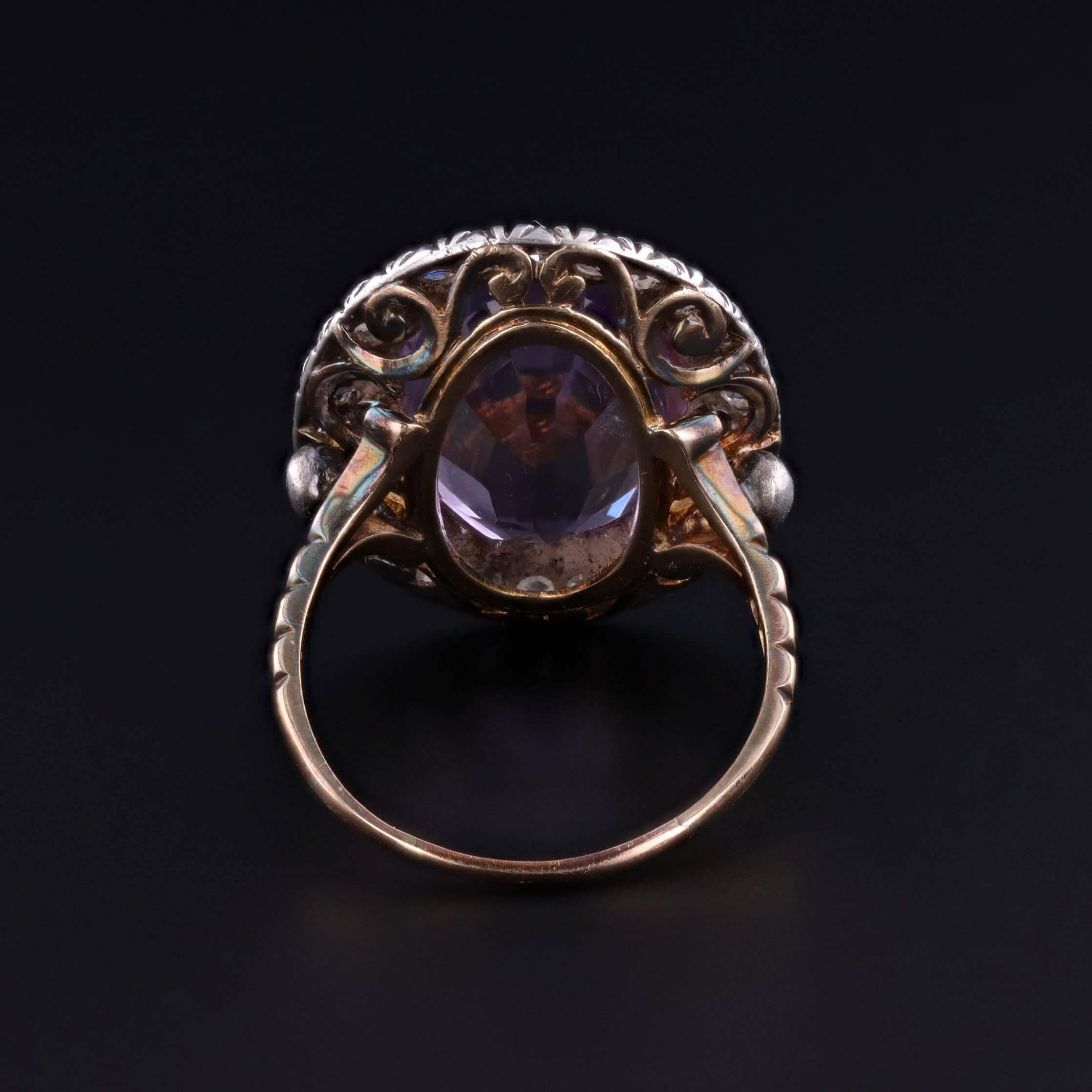 Victorian Amethyst and Diamond Ring of 15ct Gold im Zustand „Gut“ im Angebot in Lewisburg, PA