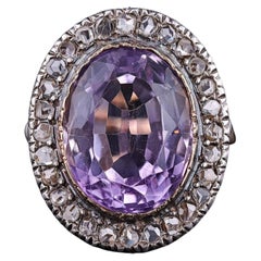 Victorian Amethyst and Diamond Ring of 15ct Gold