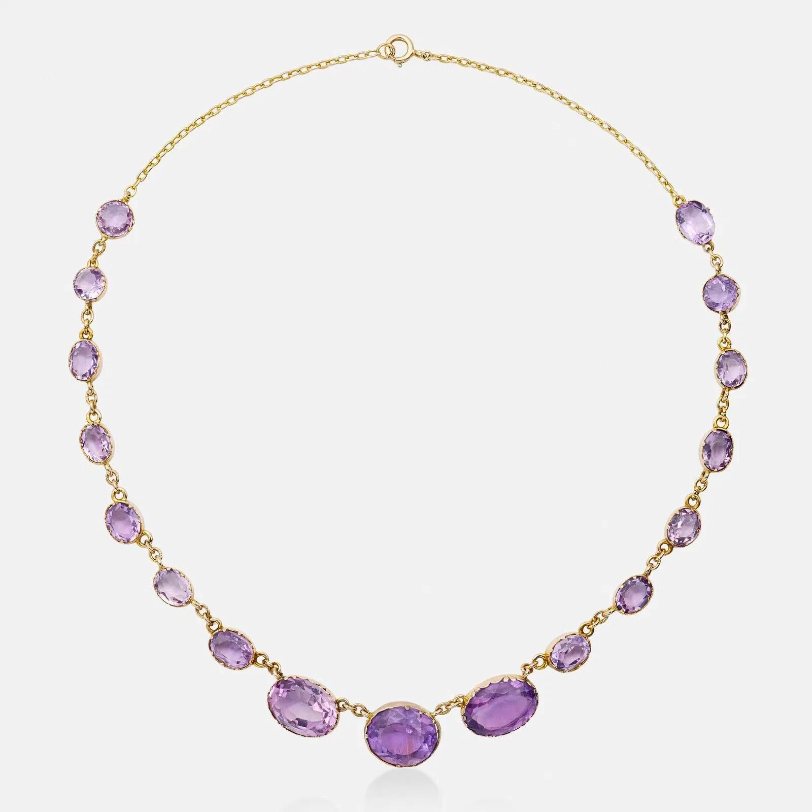 Viktorianische Halskette aus Amethyst und Gold, um 1850 England (Ovalschliff) im Angebot