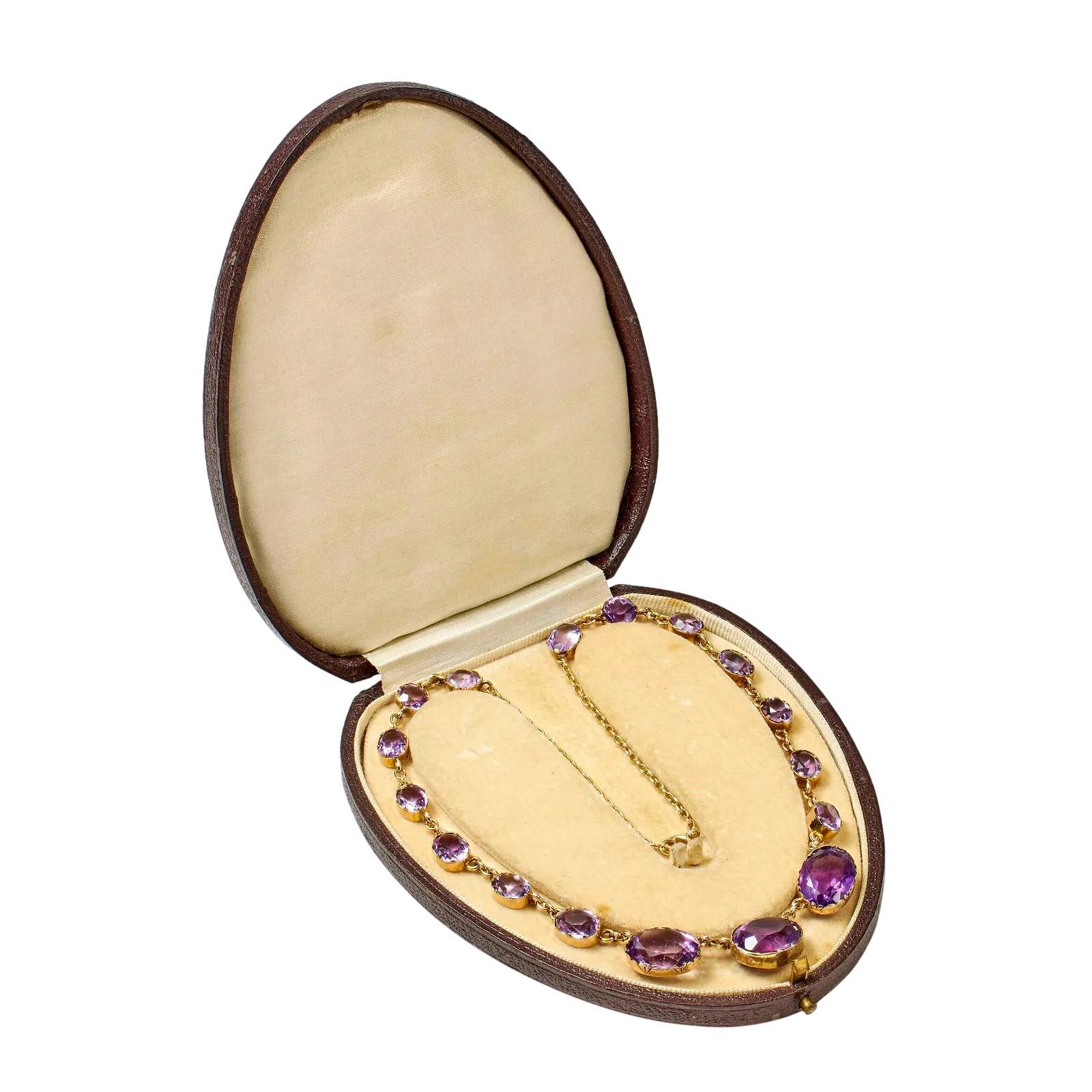 Viktorianische Halskette aus Amethyst und Gold, um 1850 England Damen im Angebot