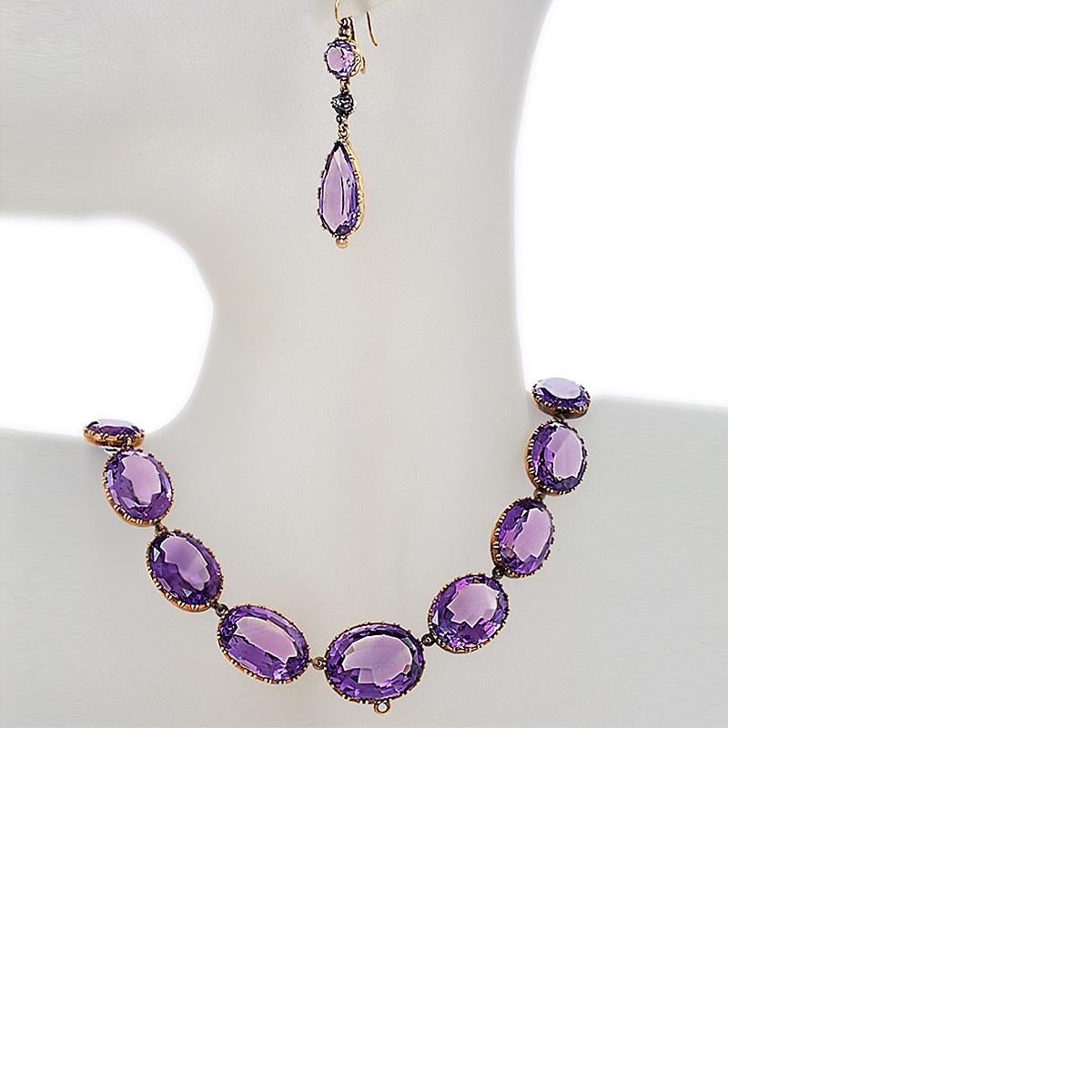 Oval Cut Victorian Amethyst and Gold Parure For Sale