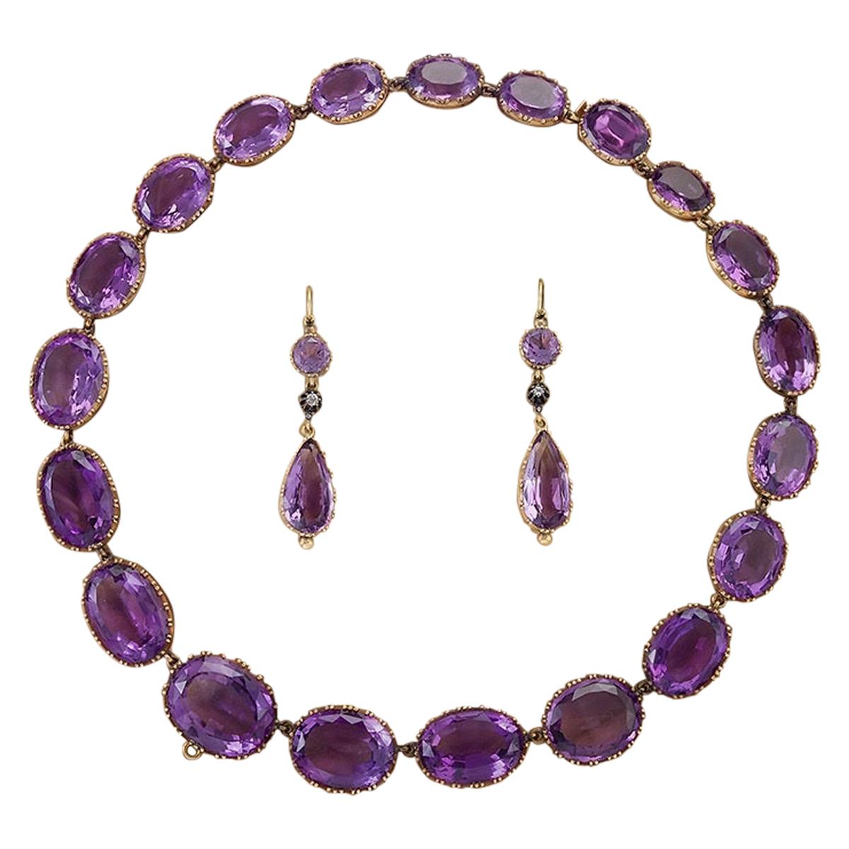 Viktorianische Parure aus Amethyst und Gold im Angebot