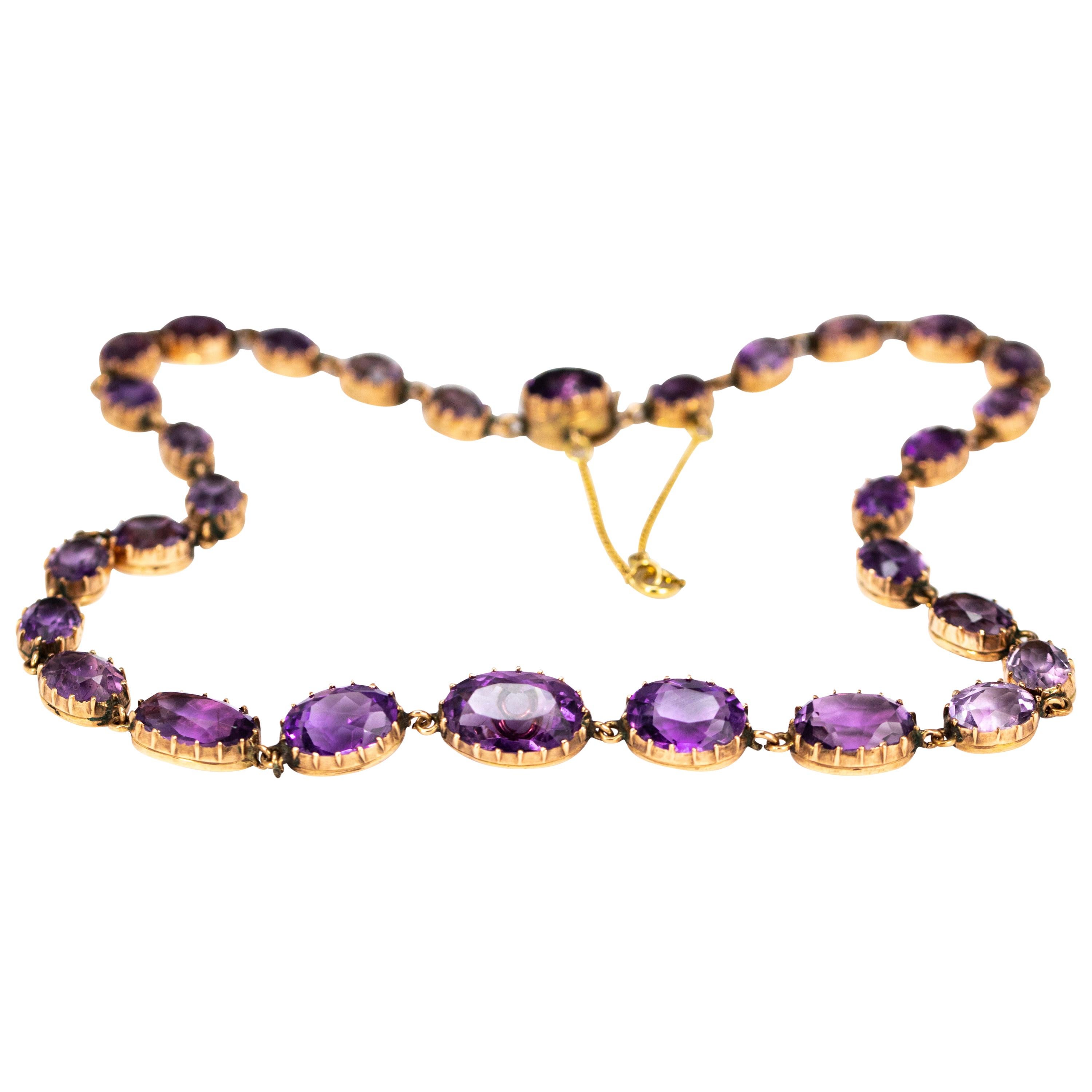 Victorian Amethyst and Gold Riviere